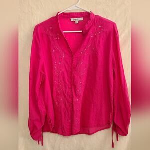 Jennifer & Grace Pink Blouse Sequin Detail Size L